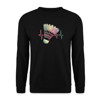 Badminton Heartbeat Colorful Shuttlecock Pulse For - Unisex Sweatshirt - black - Front - Alina (178cm) & Michal (187cm)