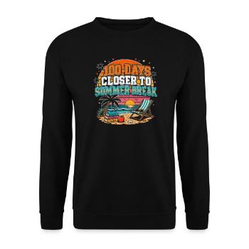 100 Tage Sommer Countdown Schule Sonnenuntergang - Unisex Pullover - Schwarz - Vorne - Alina (178cm) & Michal (187cm)