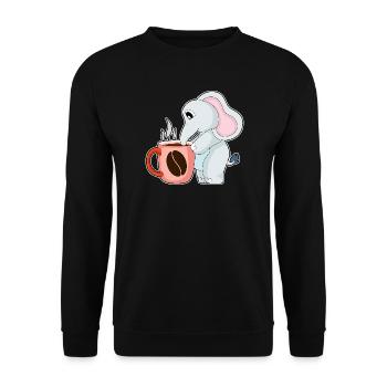 Tasse à café éléphant - Sweat-shirt Unisexe - noir - Devant - Alina (178cm) & Michal (187cm)