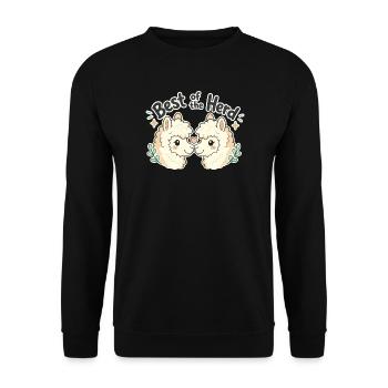 Cute Funny Gifts, Best of the Herd Alpaca - Unisex Sweatshirt - black - Front - Alina (178cm) & Michal (187cm)