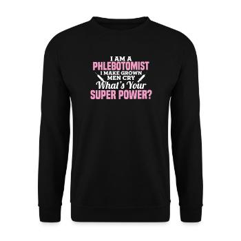 Phlebotomist Superpower Tee - Unisex Pullover - Schwarz - Vorne - Alina (178cm) & Michal (187cm)