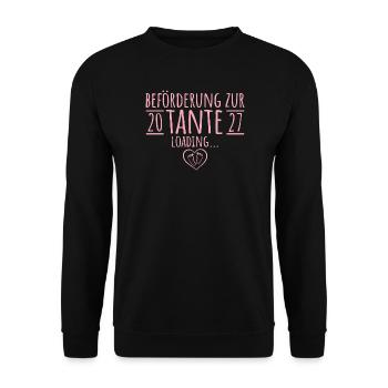 Beförderung zur Tante 2027 – Schwangerschaft - Unisex Pullover - Schwarz - Vorne - Alina (178cm) & Michal (187cm)