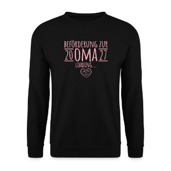 Beförderung zur Oma 2027 – Schwangerschaft - Unisex Pullover - Schwarz - Vorne - Alina (178cm) & Michal (187cm)