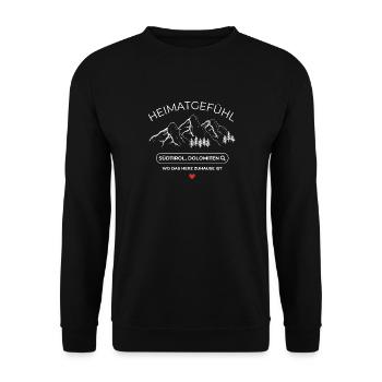 Heinatliebe  - Südtirol  - Dolomiten  - Unisex Pullover - Schwarz - Vorne - Alina (178cm) & Michal (187cm)