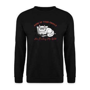 Kater am Laptop: Keine Mails - Unisex Pullover - Schwarz - Vorne - Alina (178cm) & Michal (187cm)