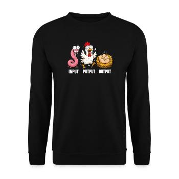 Input Output Trio: Rooster Worm Eggs - Unisex Sweatshirt - black - Front - Alina (178cm) & Michal (187cm)