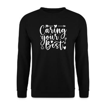 Citation d’assistant social : Prendre soin de votre meilleur travail social - Sweat-shirt Unisexe - noir - Devant - Alina (178cm) & Michal (187cm)