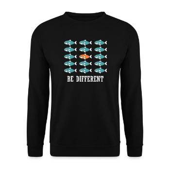 Be Different and unique swimming Fishes - Unisex Pullover - Schwarz - Vorne - Alina (178cm) & Michal (187cm)