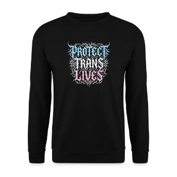 Pride Month LGBTQ – Schütze trans Leben - Unisex Pullover - Schwarz - Vorne - Alina (178cm) & Michal (187cm)