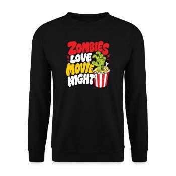 Zombies Love Movie Night Horror - Unisex Pullover - Schwarz - Vorne - Alina (178cm) & Michal (187cm)