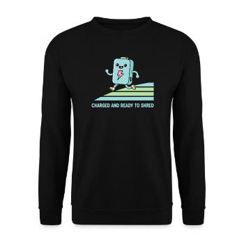 Kawaii E-Bike-Batterie bereit zum Zerreißen - Unisex Pullover - Schwarz - Vorne - Alina (178cm) & Michal (187cm)