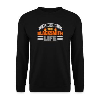 Rockin The Blacksmith Life Blacksmith Spell Fire - Unisex Sweatshirt - black - Front - Alina (178cm) & Michal (187cm)
