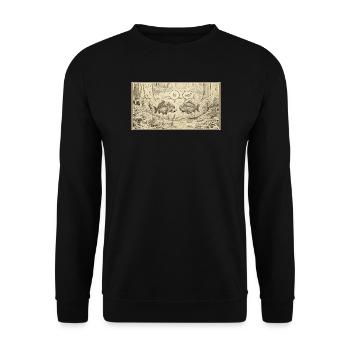 Fischgespräch im Teich - Unisex Pullover - Schwarz - Vorne - Alina (178cm) & Michal (187cm)