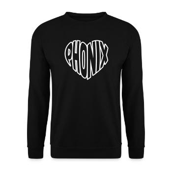 Silhouette en forme de phénix en lettres en forme de cœur - Sweat-shirt Unisexe - noir - Devant - Alina (178cm) & Michal (187cm)