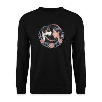 Woman And Dog Nose To Nose With Rosary - Unisex Sweatshirt - black - Front - Alina (178cm) & Michal (187cm)