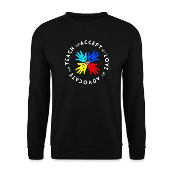 Autismus Lehrer Inklusion Akzeptanz Geschenk - Unisex Pullover - Schwarz - Vorne - Alina (178cm) & Michal (187cm)