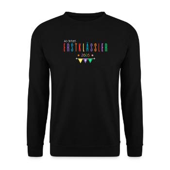 Ab jetzt Erstklässler 2026 - Unisex Pullover - Schwarz - Vorne - Alina (178cm) & Michal (187cm)