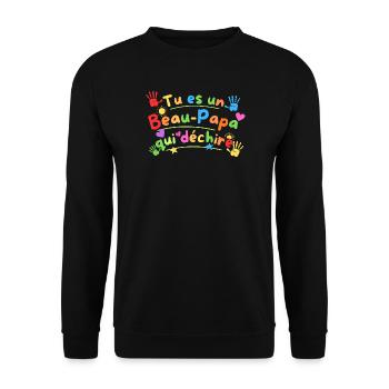 Tu Es Un Beau-Papa Qui Déchire - Sweat-shirt Unisexe - noir - Devant - Alina (178cm) & Michal (187cm)