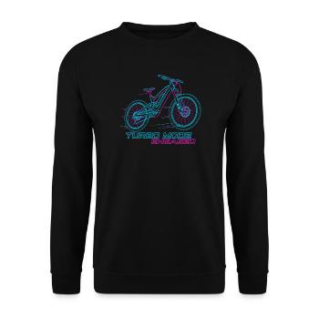 Neon Cyberpunk E-MTB Turbo Tee - Unisex Pullover - Schwarz - Vorne - Alina (178cm) & Michal (187cm)