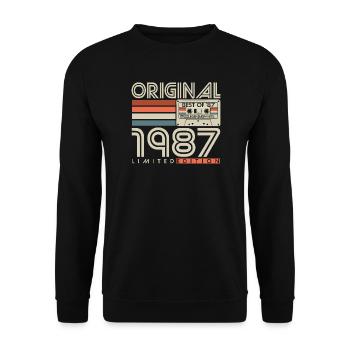 Cadeau d’anniversaire rétro vintage 1987 - Sweat-shirt Unisexe - noir - Devant - Alina (178cm) & Michal (187cm)