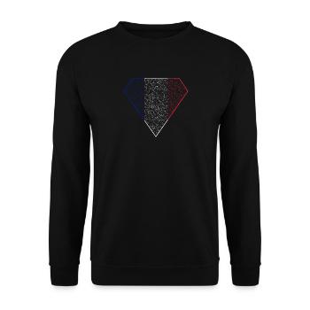 Drapeau français en motif de losange - Sweat-shirt Unisexe - noir - Devant - Alina (178cm) & Michal (187cm)