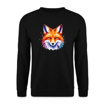 Fuchs Design – Polygon Fox Motiv für Tierliebhaber - Unisex Pullover - Schwarz - Vorne - Alina (178cm) & Michal (187cm)