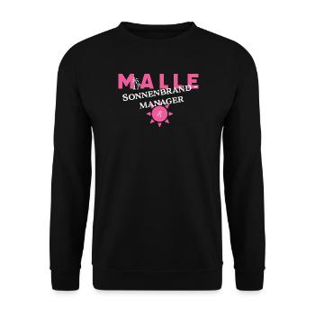 Malle Sonnenbrand-Manager - Unisex Pullover - Schwarz - Vorne - Alina (178cm) & Michal (187cm)