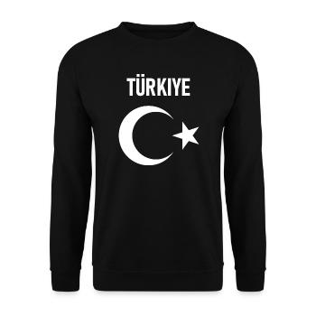 TÜRKEI TÜRKIYE TÜRKISCHE Europa Sport Fan - Unisex Pullover - Schwarz - Vorne - Alina (178cm) & Michal (187cm)