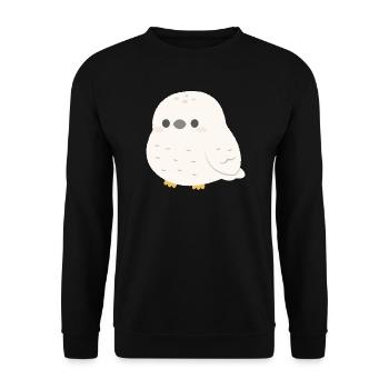 Schneeeulen-Kuschelzauber - Unisex Pullover - Schwarz - Vorne - Alina (178cm) & Michal (187cm)