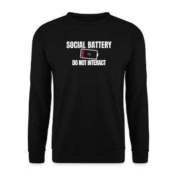 Social Battery 1% Funny Introvert Vibe - Unisex Sweatshirt - black - Front - Alina (178cm) & Michal (187cm)