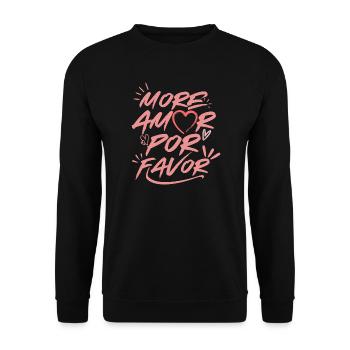 More Amor Por Favor Love Heart Design Pink - Unisex Sweatshirt - black - Front - Alina (178cm) & Michal (187cm)