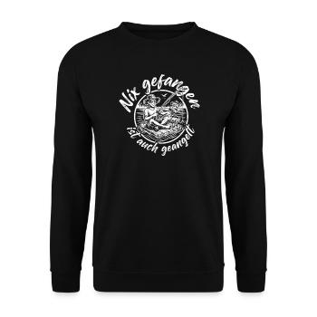 Funny Angler - Unisex Sweatshirt - black - Front - Alina (178cm) & Michal (187cm)