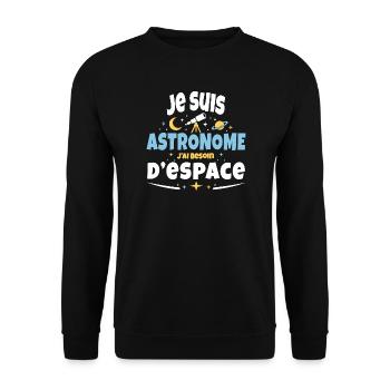 T-shirt Astronome : Espace et Astres - Sweat-shirt Unisexe - noir - Devant - Alina (178cm) & Michal (187cm)