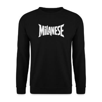 Milano - Mailand - Milanese Street Typo Kraft - Unisex Pullover - Schwarz - Vorne - Alina (178cm) & Michal (187cm)