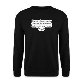 Sticker Humour Bureau Meilleures Collègues - Sweat-shirt Unisexe - noir - Devant - Alina (178cm) & Michal (187cm)