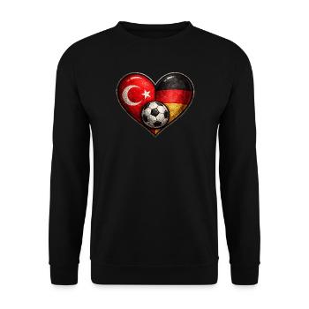 Germany Turkey Heart Football - Unisex Sweatshirt - black - Front - Alina (178cm) & Michal (187cm)