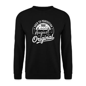 Originaler Augustjahrgang 1966 - Unisex Pullover - Schwarz - Vorne - Alina (178cm) & Michal (187cm)