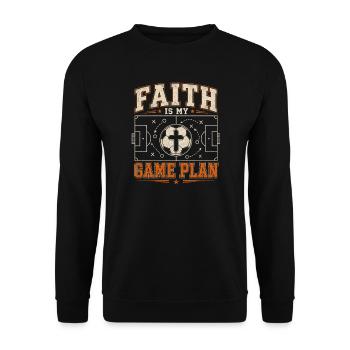 Glaube Ist Mein Spielplan Christlicher Fußball - Unisex Pullover - Schwarz - Vorne - Alina (178cm) & Michal (187cm)