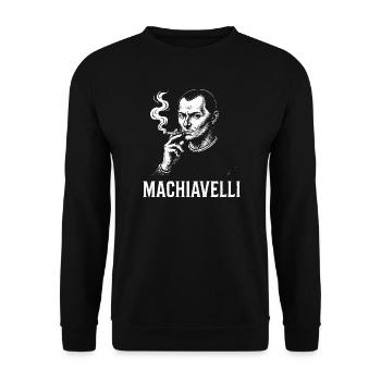 Machiavelli-Renaissance-Stratege Rauchporträt - Unisex Pullover - Schwarz - Vorne - Alina (178cm) & Michal (187cm)
