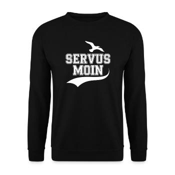  Servus Moin Nordsee Ostsee Küste Möwe Welle - Unisex Pullover - Schwarz - Vorne - Alina (178cm) & Michal (187cm)