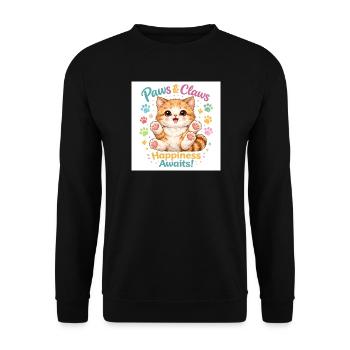 Pattes et griffes : le bonheur t’attend - Sweat-shirt Unisexe - noir - Devant - Alina (178cm) & Michal (187cm)