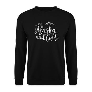 Alaska and Cats Minimalist Line Art Blanc - Sweat-shirt Unisexe - noir - Devant - Alina (178cm) & Michal (187cm)