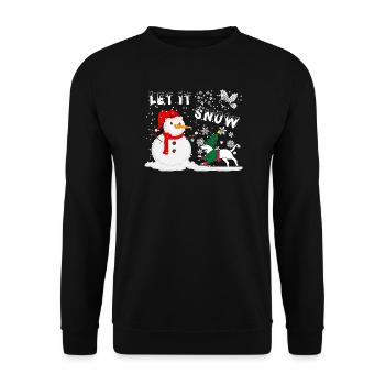 Schneemann lass es schneien - Unisex Pullover - Schwarz - Vorne - Alina (178cm) & Michal (187cm)