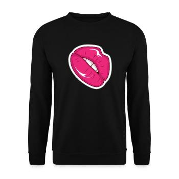 Pink Lips Pop Art Comic Retro Style - Unisex Sweatshirt - black - Front - Alina (178cm) & Michal (187cm)