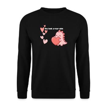 Heartfelt Dino Hug - Unisex Sweatshirt - black - Front - Alina (178cm) & Michal (187cm)