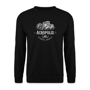 Acropolis Retrologo Athens Griechenland Reise Urla - Unisex Pullover - Schwarz - Vorne - Alina (178cm) & Michal (187cm)