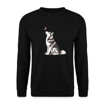 4. Cadeau de husky sibérien pour propriétaires de chiens - Sweat-shirt Unisexe - noir - Devant - Alina (178cm) & Michal (187cm)