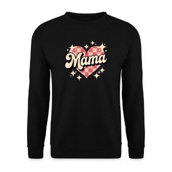 Mama Herz Checkered Stil - Unisex Pullover - Schwarz - Vorne - Alina (178cm) & Michal (187cm)