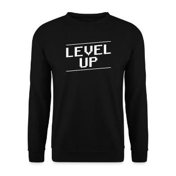 Level Up Saying Gamer - Unisex Sweatshirt - black - Front - Alina (178cm) & Michal (187cm)