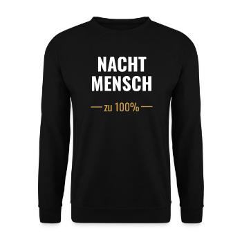 Nachtmensch – Zu 100%  - Unisex Pullover - Schwarz - Vorne - Alina (178cm) & Michal (187cm)